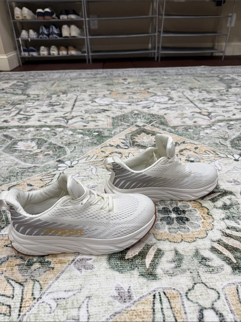 RBX Cream Knit Running Sneakers with Gum Accents